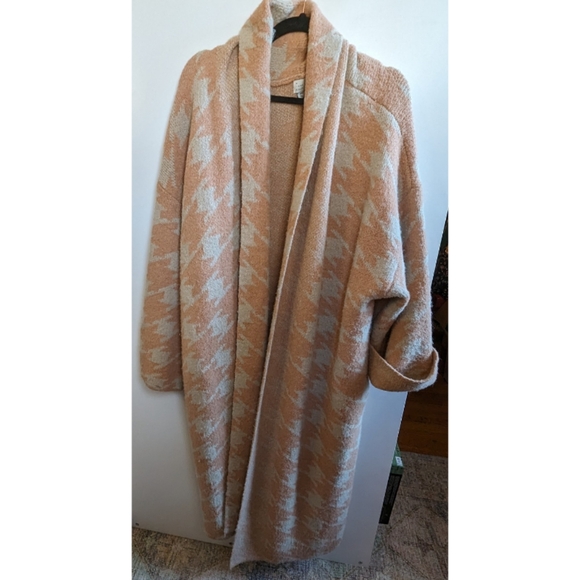 Target A New Day peach and beige houndstooth coatigan sweater size XXL - Picture 2 of 5